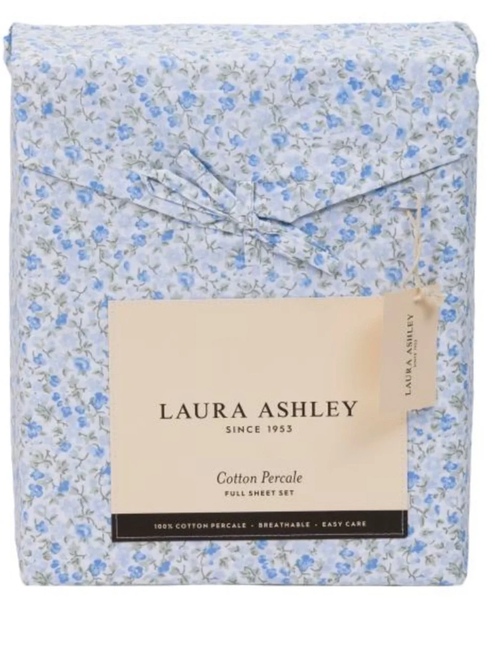 Laura Ashley Blue & White Floral Cotton Percale Sheet Set